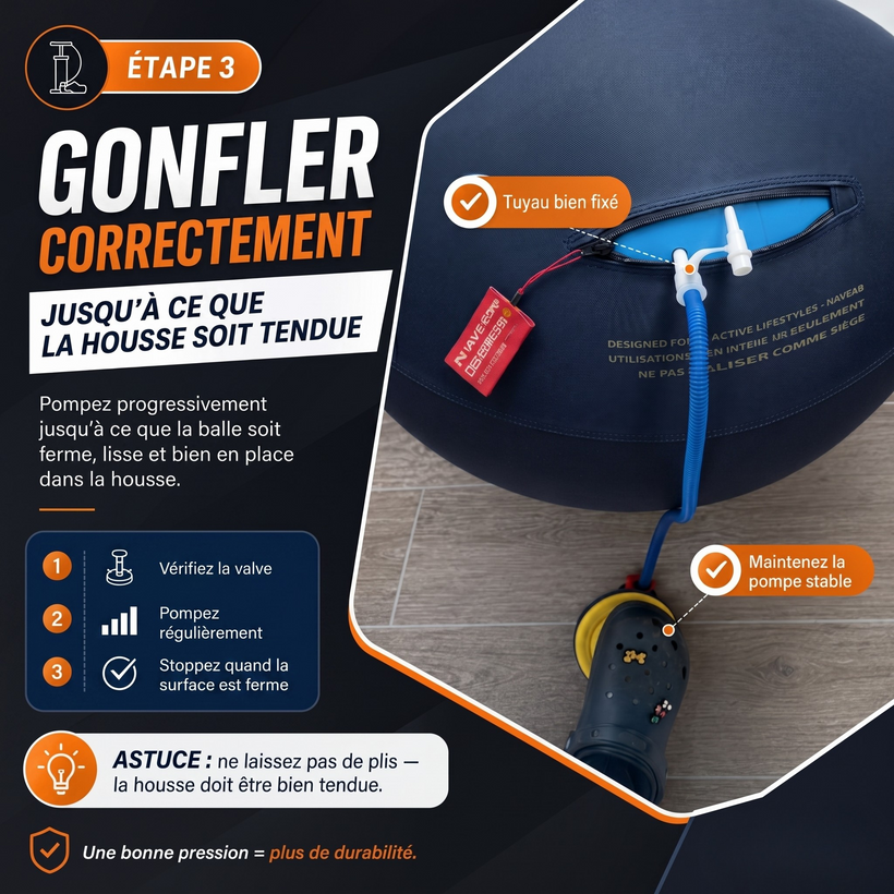 Étape 3 - Gonflez jusqu'à ce que la housse soit tendue